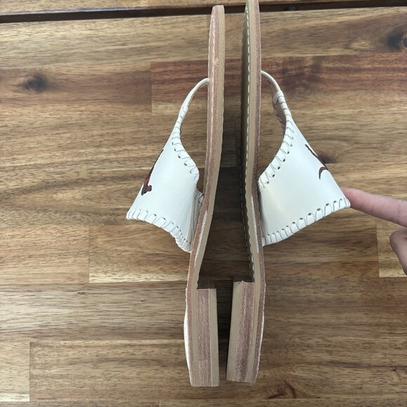 Jack Rogers White sandals size 9.5 White Embroidered Dogs Resort Preppy Beachy - Picture 10 of 14